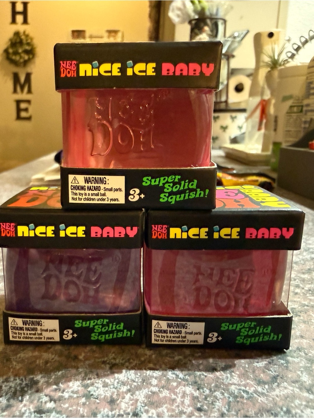 NEE DOH Nice Ice Baby Super Solid Squish - Pink/Purple Set of 3
